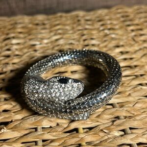 Silver tone snake wrap bracelet